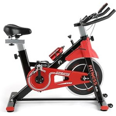 Fitnessclub Exercise Bike, Spin Bike with 12 kg Flywheel, Indoor Cycling Machine with Adjustable Resistance, Fitness Bike with Heart Rate Sensors, LCD Display, Bottle Holder and Water Bottle