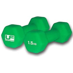 Urban Fitness 2 x 1,5 kg zaļas neoprēna pārklājuma fitnesa hanteles