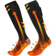 2023 Ferdiiz Heated Socks, 2 x 5000 mAh/5 V Battery Max. 12H Foot Warmer, Electric Rechargeable Wool Heated Socks, 2 Heating Wire Heating Socks with 4 Temperatures for Whole Sole of the Foot