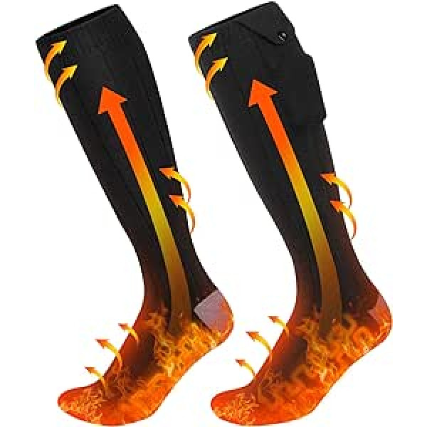 2023 Ferdiiz Heated Socks, 2 x 5000 mAh/5 V Battery Max. 12H Foot Warmer, Electric Rechargeable Wool Heated Socks, 2 Heating Wire Heating Socks with 4 Temperatures for Whole Sole of the Foot