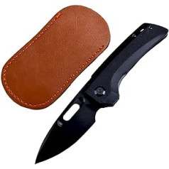 Joa Pocket Knife Small Folding Knife Sharp Folding EDC Knife Premium Outdoor Knife Survival Camping Hunting Knife Steel Knife Black Hand Tools One-Handed Knife with Leather Sheath