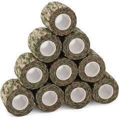 AlfaView 10 Rolls Camo Tape Camouflage Elastic Adhesive Tape Self-Adhesive Hunting Fabric Tape Camouflage Self-Adhesive Protective Tape Wrap Tactical