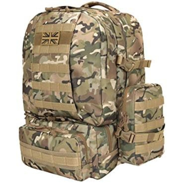 Kombat UK Expeditions Mugursomas vīriešiem Sievietēm Liela 50L Armijas Airsoft Tactical Molle Soma izdzīvošanai Ceļojumiem Medībām Pārgājieniem Makšķerēšanai Trenažieru zāle Skolas Kadetu mugursoma