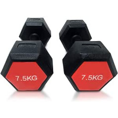 E-Deals Sports — 2 x 7,5 kg pārnēsājamo rokas hanteles, sešstūra hanteles, mājas aerobika, fitnesa treniņš trenažieru zālē (04. # 2 x 7,5 kg)