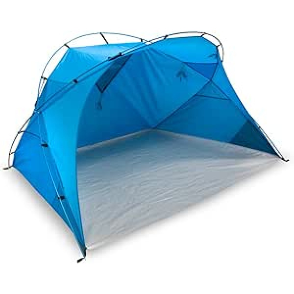 Outdoorer XXL Beach Shelter, Santorin Aluminium Air Design, UV 80 Sun Protection, Blue, Large, Window for Ventilation, Small Pack Size for Travel, Lightweight Thanks to Aluminium Poles