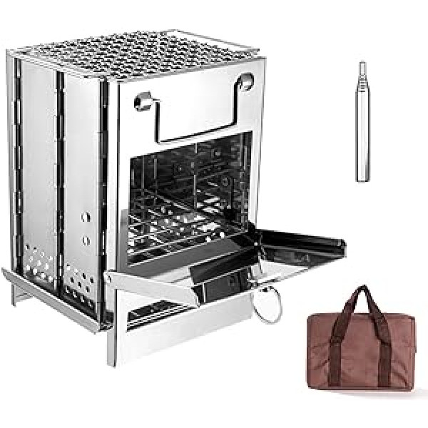 Daoco Holzofen,Zusammenklappbares Holzofen-Blasrohr-Kit Mini-BBQ-Grill mit Tragetasche für Rucksacktouren, Wandern, Camping, Kochen