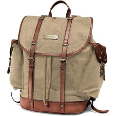 DRAKENSBERG Backpack - Classic Hiking and Leisure Backpack in Retro Vintage Design, 13 Inch Laptop Compartment, Women, Men, Sustainable Handmade, Canvas, Leather