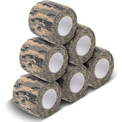 AIRSSON 6 Rolls Camouflage Tape Adhesive Tape Military Camouflage Stretch Bandage Rifle Shotgun Camping Hunting 2