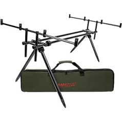 Rod Pod Riverbank | Fishing Rod Holder | Aluminium Rod Rest for 4 Fishing Rods | Includes Carry Bag