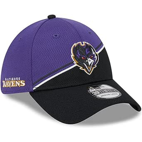 New Era NFL Baltimore Ravens Oficiālā 2023. gada sānu līnijas Colorway 39THIRTY Stretch Fit vāciņš