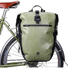 Wildken 3-in-1 velosipēdu soma Pannier bagāžniekam, 100% ūdensnecaurlaidīga velosipēda rāmja soma, daudzfunkcionāla velosipēda mugursoma, muguras soma, sānu soma, plecu soma, aizmugurējā sēdekļa soma, piepilsētas soma (zaļa)