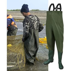 SWANEW Waders makšķerēšanas bikses 70D neilona kompozītmateriāla PVC dīķa bikses ar neslīdošiem Wellington zābakiem, plūdu bikses, piemērotas būvlaukumiem, makšķerēšanai, lauku saimniecībām, dārziem