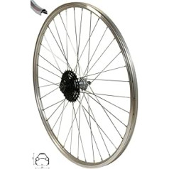 Redondo Shimano T3000 aizmugurējā riteņa loks, 28 collu sudraba krāsa + 8 ātrumu kasete