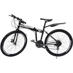 Fetcoi velosipēds 26 collu 21 ātruma kalnu velosipēds zēniem meitenēm MTB salokāms velosipēds, saliekams velosipēds, piemērots no 160-190 cm dubultā mehāniskā disku bremžu piekares dakša ES krājums (A tips)