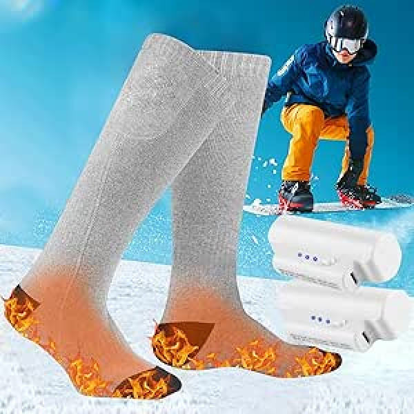 Heating Socks, Electric Heated Socks, Heated Socks for Men and Women, 3.7V 2200mAh Rechargeable Battery Operated with 3 Heat Settings, Foot Warmer for Winter