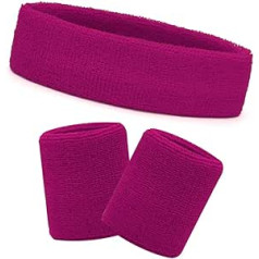 HikBill sweatbands set including sports headband and wrist sweatbands for running, cycling, jogging, tennis, football.