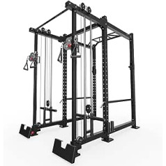 Atletica R8-Duality Power Rack 183 cm x 235 cm divu kabeļu vilkšanas sistēma prasīgiem visa ķermeņa vingrinājumiem 3 mm tērauds uz 75 mm kvadrātveida caurules