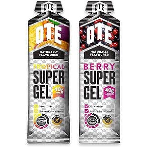 OTE Super Gel Energy Gel skriešanai un riteņbraukšanai 40 g ogļhidrāti ar elektrolītu līdzsvaru — 12 gēls jauktā iepakojumā