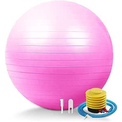 Xerteam 55cm Yoga Ball Pregnancy Birth Ball Fitness Exercise Ball with Air Pump + Air Plug + Draught for Fitness, Yoga, Pilates, Pregnancy, Childbirth, Prenatural Exercise, Pink