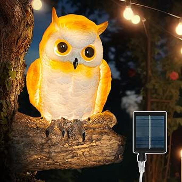 Ciskotu Solar Luminous Owls Garden Decoration Outdoor, Creative Christmas Gifts for Women/Mum/Men, 8 Light Modes, LED Waterproof Garden Decoration Figures, Suitable for Garden/Balcony/Trees/Fence, Owl