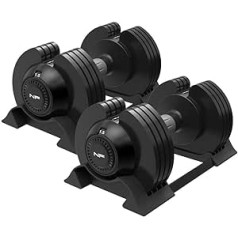 Newpower Fitness 20 kg Regulējamas hanteles, Regulējamas vietu taupošas hanteles, 5 svara līmeņi, 1,5-20 kg, Regulējamas hanteles ķermeņa treniņiem, Treniņu Fitnesa hanteles vīriešiem un sievietēm