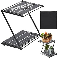 Ohicki Folding Shelves - 2-Layer Storage Shelves for Camping, Lightweight, Robust Camping Accessories, Aluminium Alloy and Carbon Steel for Barbecue, Balcony