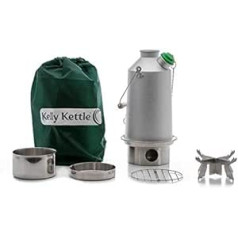 'Base Camp' Kelly Kettle® - BASIC KIT (1.6ltr Aluminium Kettle + Steel Cook Set + Steel pot support) NOW WITH STAINLESS STEEL FIRE-BASE AS STANDARD. Camping Kettle and Camp Stove in one. Ultra fast lightweight wood fuelled stove. NO Batteries, NO Gas, NO