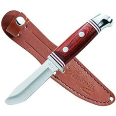 Herbertz Carving knife children's knife with wooden handle and leather sheath, rounded tip at the front, rust-proof