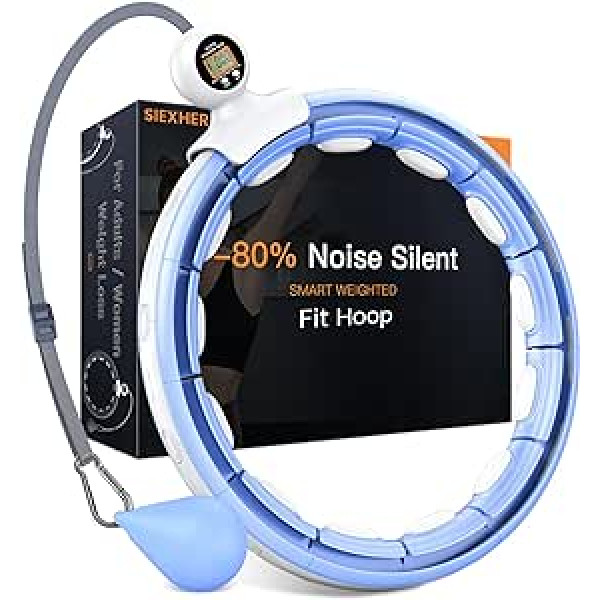 Uzlabota Silent Infinity Smart Weighted Fit stīpa svara zaudēšanai pieaugušajiem, Quiet Fitness Hula Circle josta ar leti, vingrošanas stīpa sievietēm plānāks viduklis, vēdera treniņš