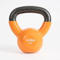 Nilox, Kettlebell 4 kg svara vingrošanas zāle Mājas treniņš Kettlebell ar ērtu satvērienu un plakanu pamatni, rullējams, mājas treniņš ar fiksētu svaru 4 kg čuguna iekšpuse