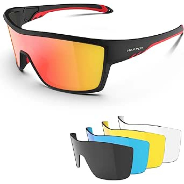 HAAYOT polarizētās riteņbraukšanas brilles vīriešiem sievietēm sporta saulesbrilles ar 5 lēcām TR90 rāmis MTB brilles kalnu velosipēda brilles skriešanas makšķerēšanai pārgājienos