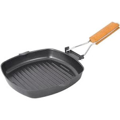 ARTSIM Portable Foldable Frying Pan for Outdoor Picnic, Cookware, Black, Ultralight, Camping Tableware, Utensils, Iron, Cooking, Non-Stick (Color : Nero, Size : S)