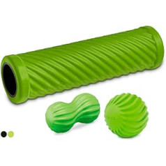 PINOFIT Fascia Roller Set Wave ☆ Fascia Roller, Masāžas Bumba un Duobols ☆ Ietver vingrojumu plakātu