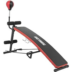 GORILLA SPORTS® Sit Up Bench - daudzfunkcionāls, 7 virzienos regulējams, salokāms, ar sitiena bumbu, treniņu virvēm un polsterētu kāju fiksāciju, līdz 200kg - vēdera trenažieris, treniņu sols, muguras trenažieris