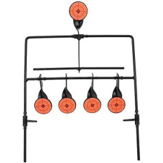 ZZM 5 mērķi, kas tiek atiestatīti, griežami mērķi, šaušanas ar pneimatisko šauteni, metāla mērķu komplekts ar 5 plāksnēm, metāla tērauds, automātiska atiestatīšana, atiestatiet slīdošos mērķus