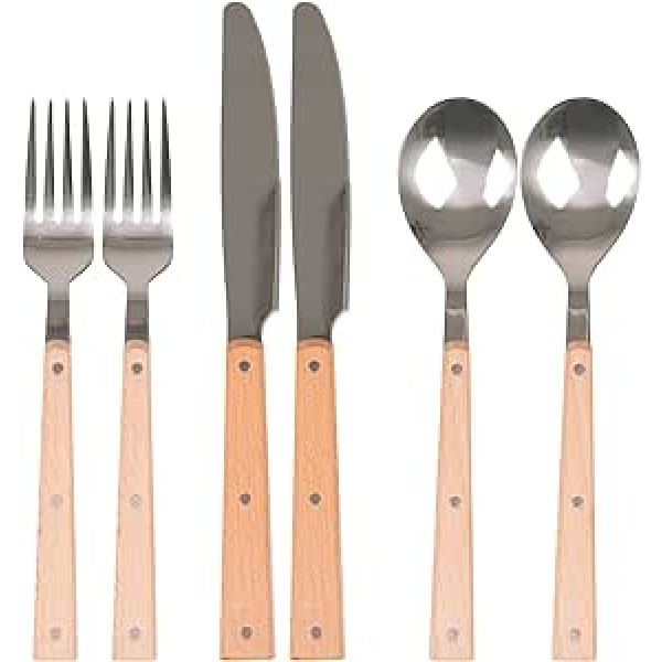 Bo Camp Urban Outdoor Harlem 6102120 Camping Cutlery Set 6-Piece Outdoor Cutlery Wooden Handle Stainless Steel