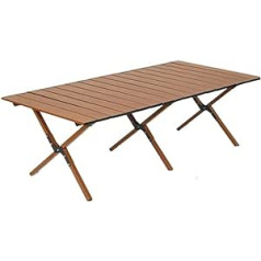 EVURU Tische und Stühle Outdoor-Camping-Tische und Stühle, zusammenklappbar, tragbar, Legierung, Frühlingsrollentisch, Camping, Klapptisch, Picknicktisch, Camping EINSTELLBAR (Color : Dark Wood 90CM)