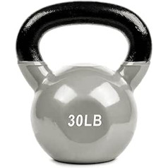 Victor Fitness cietais čuguna vinila pārklājuma kettlebell — plats rokturis — ideāli piemērots spēka treniņiem, krosfitam, pietupieniem un tējkanna šūpolēm