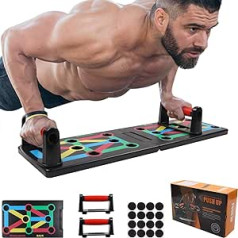 GLKEBY Push Up dēlis, salokāms 12-in-1 pārnēsājams push-Up dēlis, daudzfunkcionāls ar krāsām kodēts fitnesa dēlis, paredzēts iekštelpu, trenažieru zāles un āra muskuļu trenēšanas fitnesa vingrinājumiem