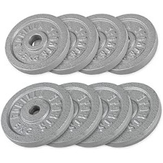 Gorilla Sports® viena svara šķīvji/svara plākšņu komplekts, čuguns, 1,25–30 kg Svari ar 30/31 mm caurumu sudraba/melnā/zeltā krāsā