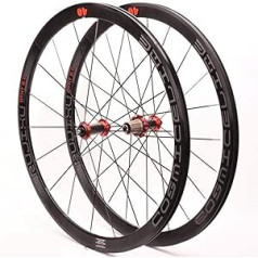 ZCXBHD šosejas velosipēda riteņpāra 700c sacīkšu velosipēda īpaši viegls alumīnija dubultsienu loks, 40 mm, 8-11 ātrums, 7 slīdgultnis, oglekļa šķiedras kasetes rumba (krāsa: melna)