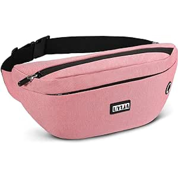 UYLIA Bum Bag jostas soma vīriešiem un sievietēm: vidukļa soma āra sportam, ūdensnecaurlaidīga kempingiem, pārgājieniem, fitnesa velosipēdiem, rozā, VIENKĀRŠA