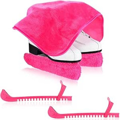 Haishell 3 Pairs Ice Skate Protectors with Towel, Adjustable Buckle Protector, Figure Skating Soaker Cover for Hockey Figure Skating, Ice Skates (Rose Red)