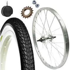 Aizmugurējais loks 20 x 1,75 + zobrats 16 zobi + riepa melna + caurule | par Bicycle Graziella Epoche