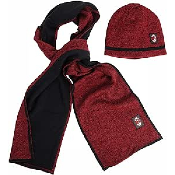 AC Milan T.Unita Hat and Scarf Set Melange Adult Size Non Gender Black XL