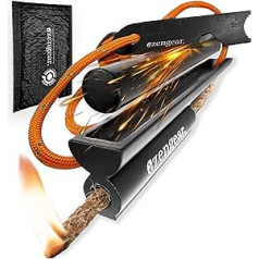 aZengear Flint Steel Pro Fire Steel Fire Starter, Diameter 13 mm XXL Ferro Rod, Tinder Wick Rope, 750 Paracord, Waterproof Outdoor Survival Set, Flint for Camping and Bushcraft