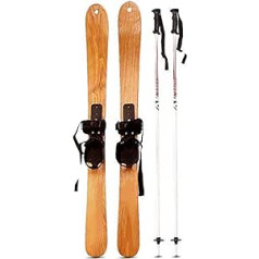 Amhuui vīriešu slēpes, koka slēpes pieaugušajiem un bērniem, slēpes ziemas apaviem ar sniega nūjām, unikāli koka graudi, slēpošanai, slidošana