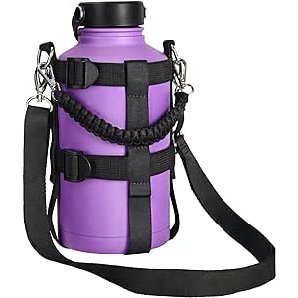 QICAIPO Wasserflaschenhalter mit Gurt und Paracord-Griff, Crossbody-Wasserflaschen-Tragetasche für 1,2 l und 1,8 l Krüge