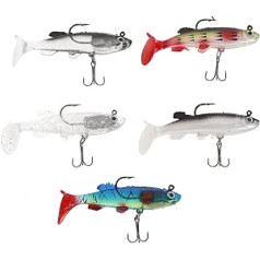 Yardwe Pack of 20 Double Hook Lead Fish Makšķerēšanas piederumi Makšķerēšanas āķi Salokāma ēsma Metiens Salokāms Minnow Multi Hook Bait Bionic zvejas mānekļi Svītrains bass zvejas plastmasas