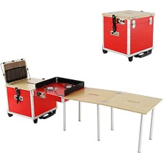 Camping Kitchen with Aluminium Frame, Camping Cabinet, Carry Bag, Portable Camping Kitchen Cabinet for Camping, Travel, Garden, Balcony, Party, Red